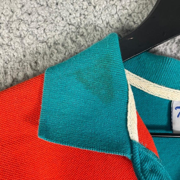 Vintage 90s The Game Miami Dolphins Split Polo Medium NFL Logo Shirt Teal Orange - Picture 12 of 15